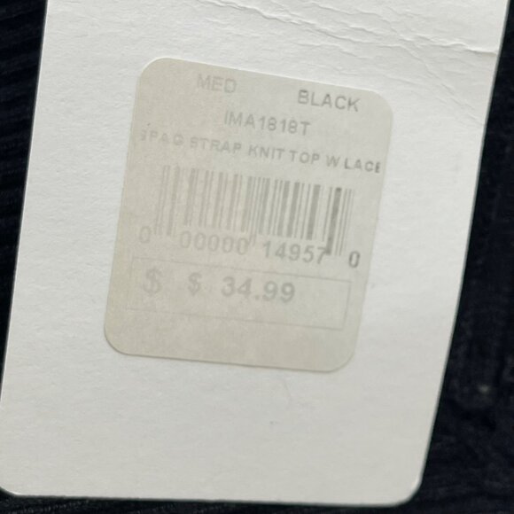 American Threads Knit and Lace‎ Top Women's M Black Spaghetti Strap Viscose NEW - Picture 11 of 12